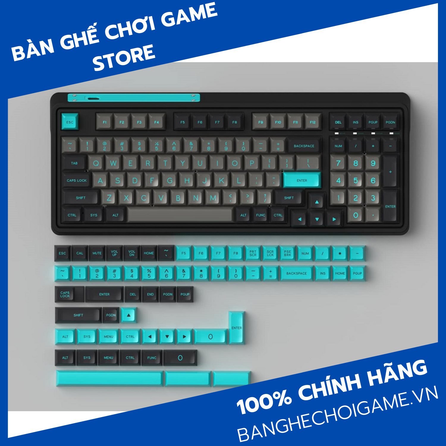 Bàn phím cơ FL-Esports CMK98SA Graphite Green Kailh Box Cool Mint /  Deep Sea Switch - Hàng chính hãng