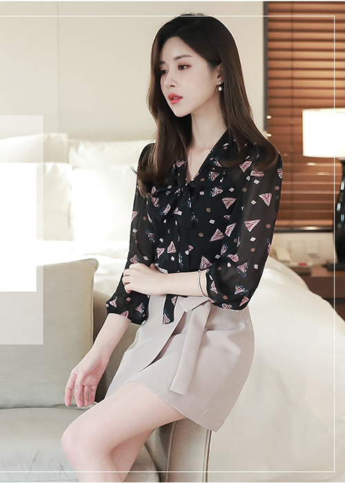 Áo Sơ Mi Nữ In Họa Tiết Thời Trang