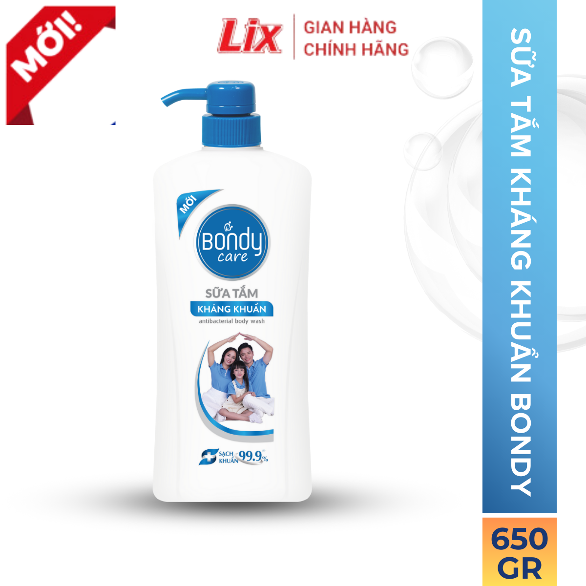 Sữa tắm Bondy Care kháng khuẩn 650G, sữa tắm Bondy cho cả gia đìn hương thơm dịu nhẹ từ thiên nhiên Z0802 LIxco Việt Nam