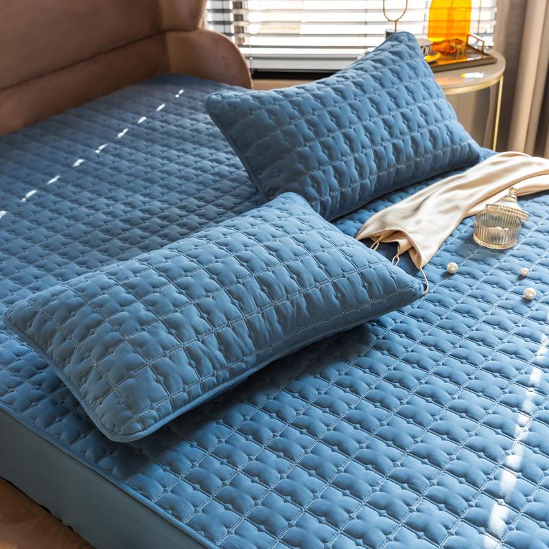 100% Cotton Vỏ Gối Có Thể Giặt Đồng Màu Nệm Cotton Dập Nổi Mền Chần Gòn Vua Tấm Bảo Vệ Nệm Chống Chi Ga Giường