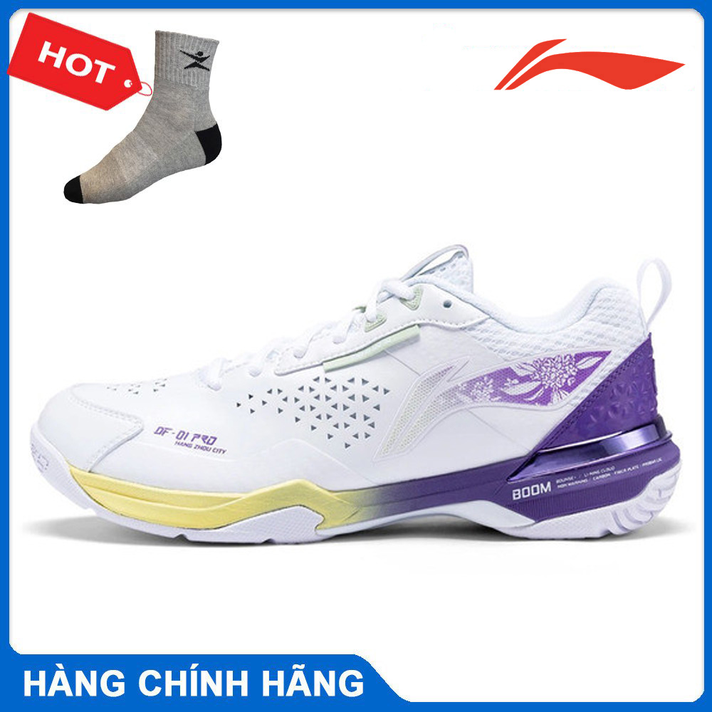 Giày cầu lông lining chính hãng mẫu mới AYAT005-6 màu trắng dành cho nữ - tặng tất thể thao bendu