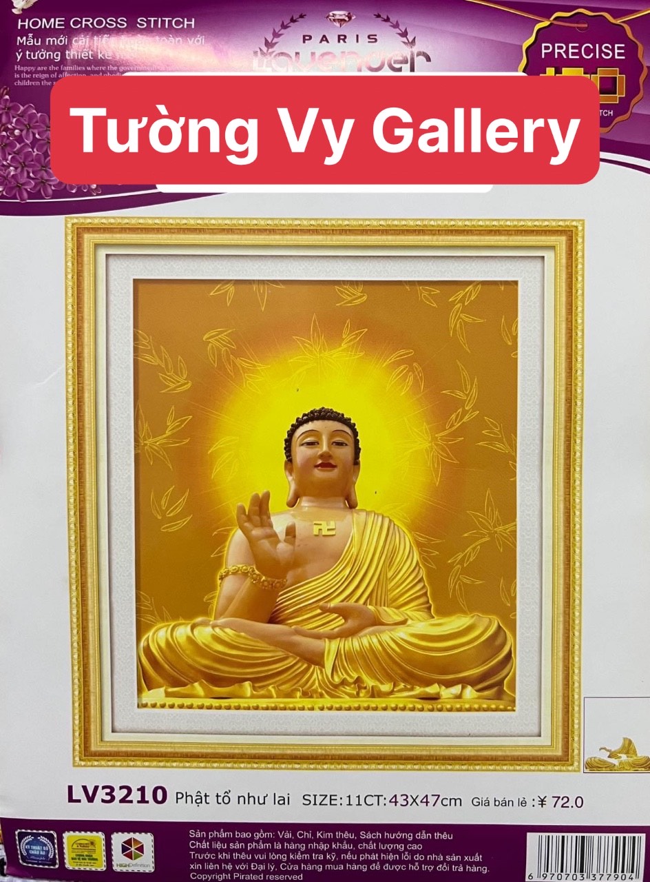 Tranh thêu chữ thập Phật Như Lai LV3210, kích thước 43 x 47 cm