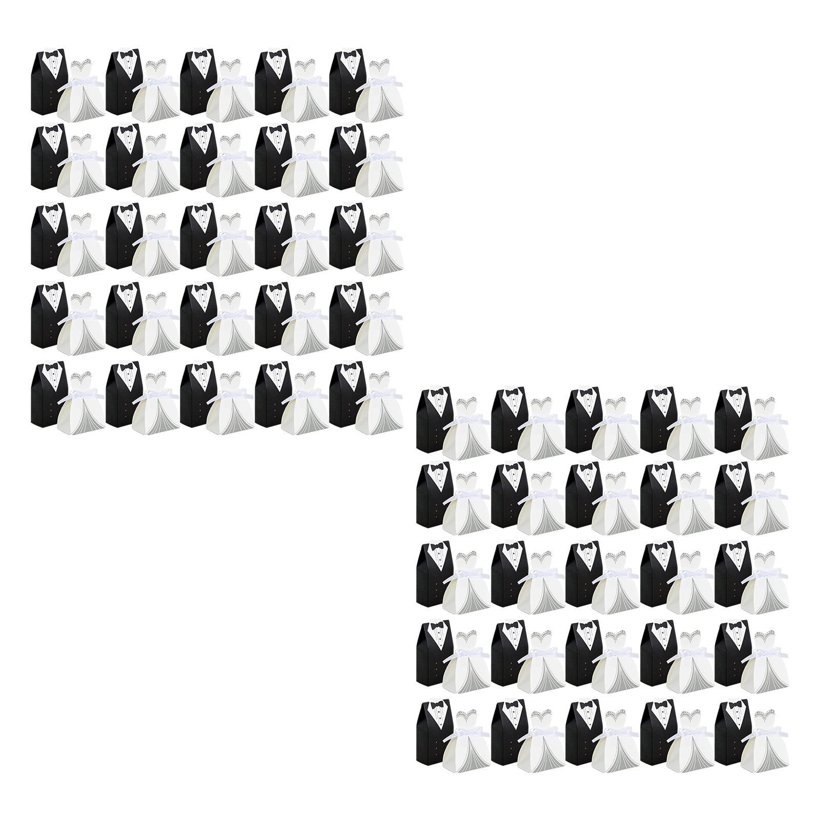 100x Candy Boxes Bride and Groom Favor Boxes for Party Guests Bridal Shower