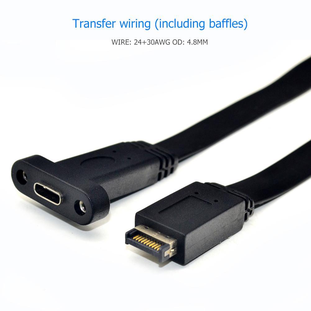 USB 3.1 Mặt Trước Đầu Loại E Nam Sang USB-C Loại C Cáp Mở Rộng 30Cm Bo Mạch Chủ Máy Tính dây Kết Nối Dòng Dây