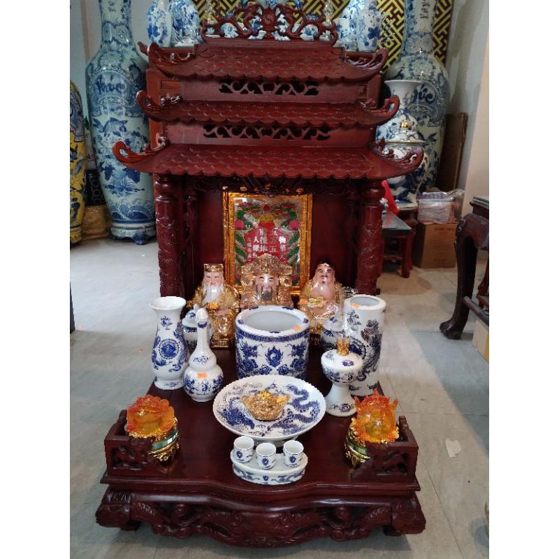 Bộ đồ thờ ban thần tài mem xanh ánh kim