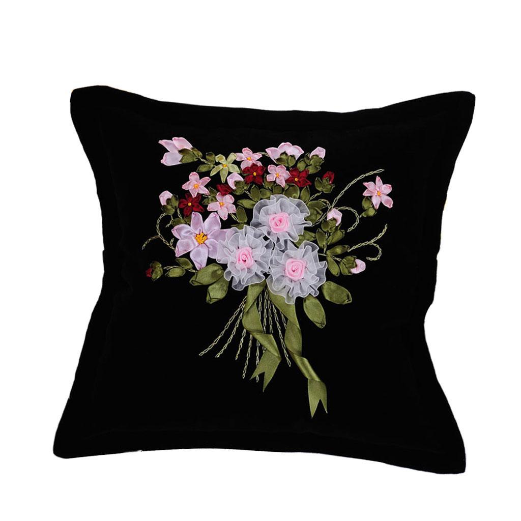 Silk Ribbon Embroidery Kit Embroidered Pillow Cover DIY Crafts Gift