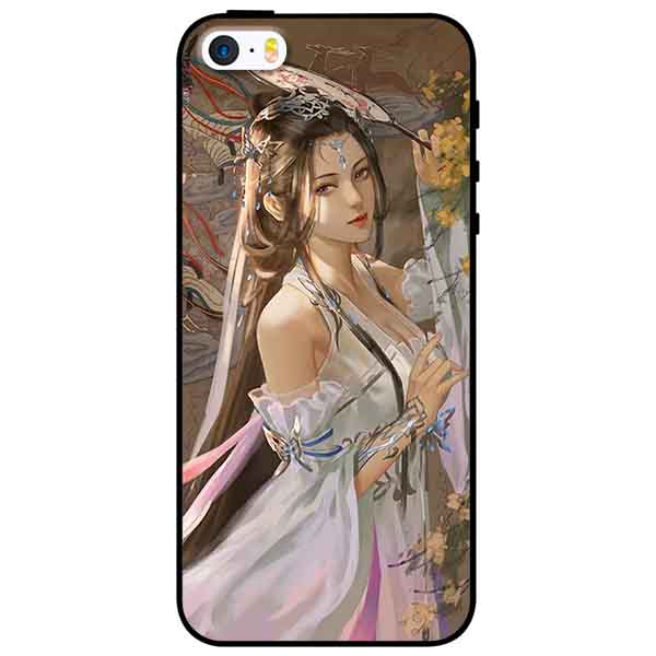Ốp lưng in cho Iphone 5/5s/5se Mẫu Cô Gái Cầm Quạt