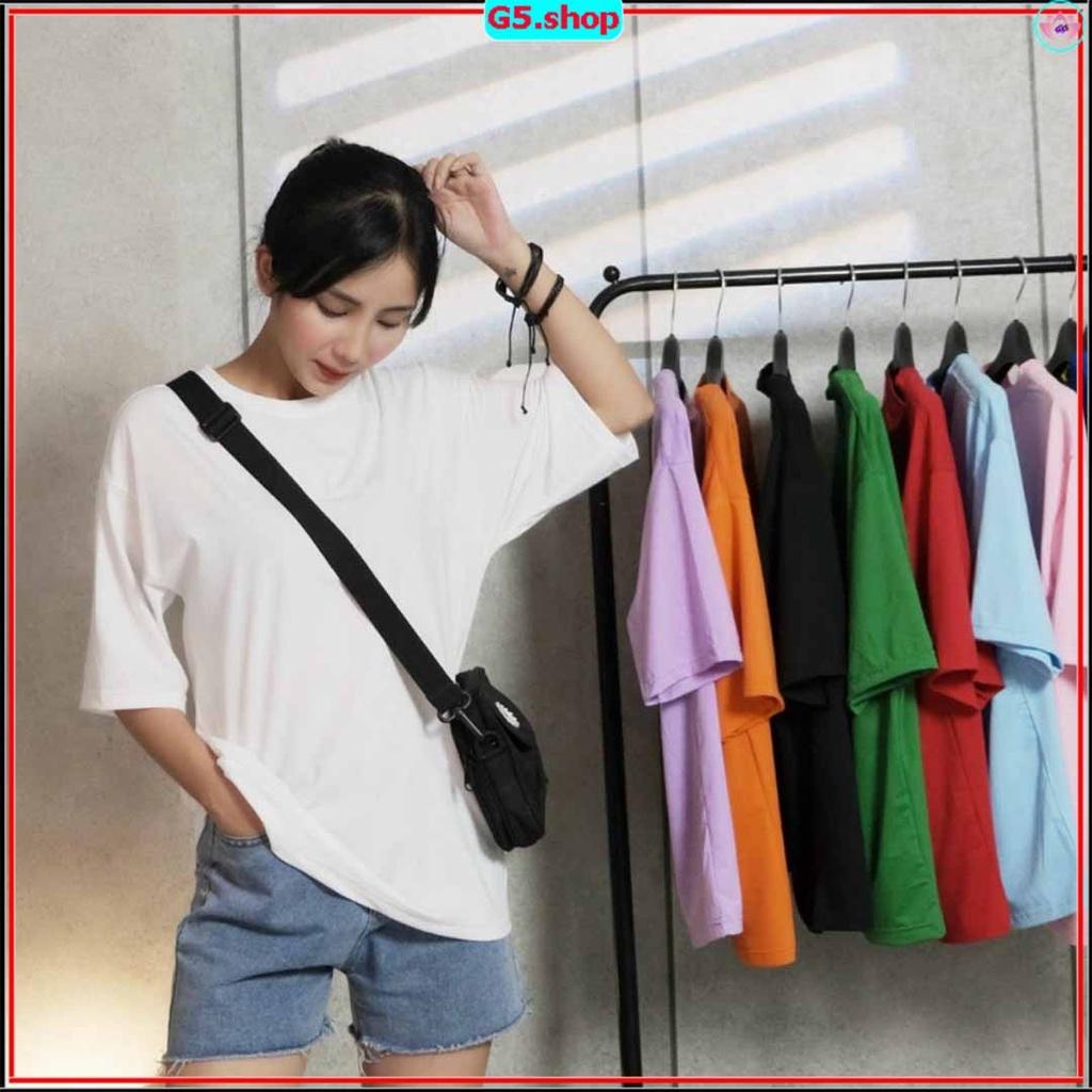Áo thun trơn nam nữ G5 phông rộng Unisex tay lỡ cổ tròn nhiều màu đen trắng