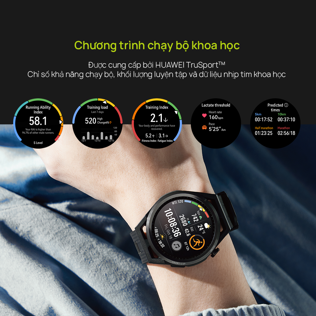 Đồng Hồ HUAWEI WATCH GT Runner | Chạy Bộ Khoa Học | Nhịp Tim Chính Xác | Định Vị Chuẩn Marathon | Hàng Chính Hãng