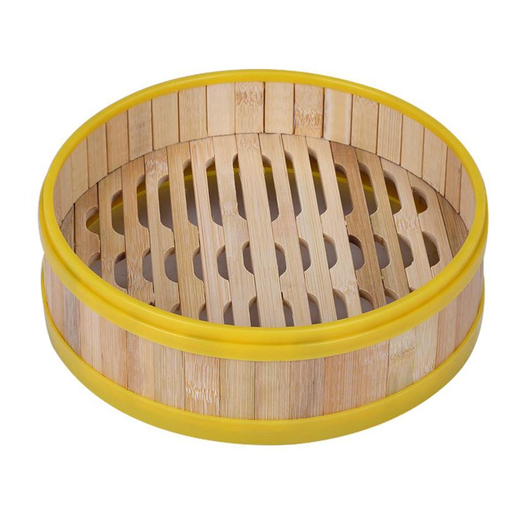 Plastic Edge Bamboo Dumplings Buns Steamer Basket Lid Mat