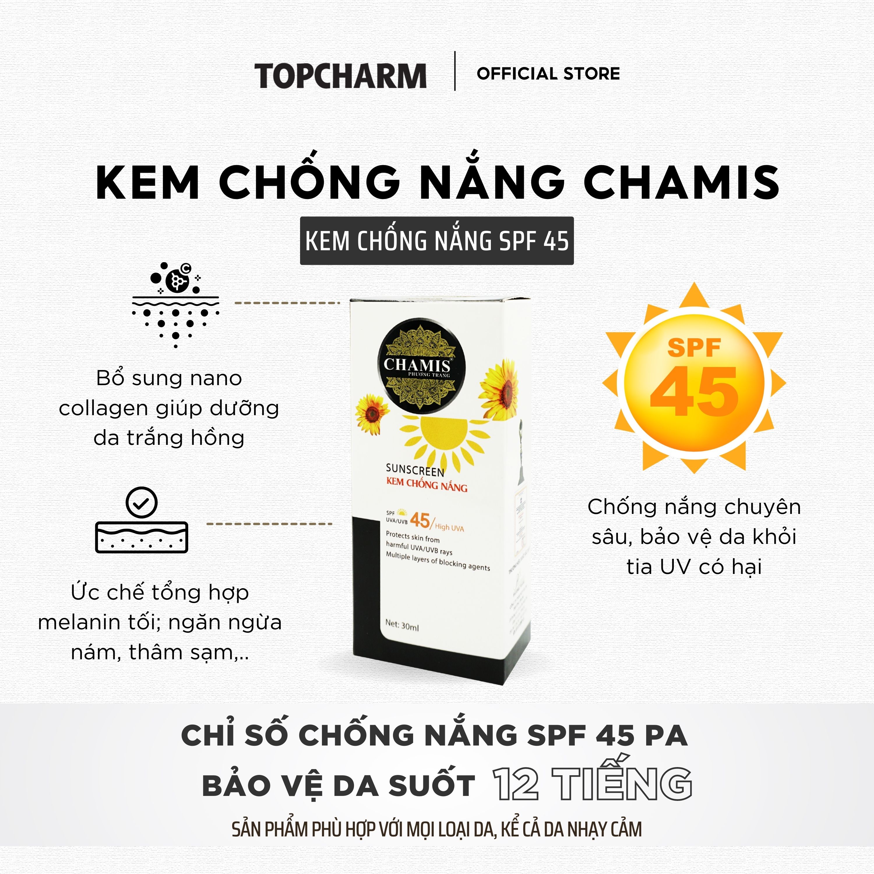 Kem chống nắng bảo vệ da khỏi tác hại của tia UV - CHAMIS