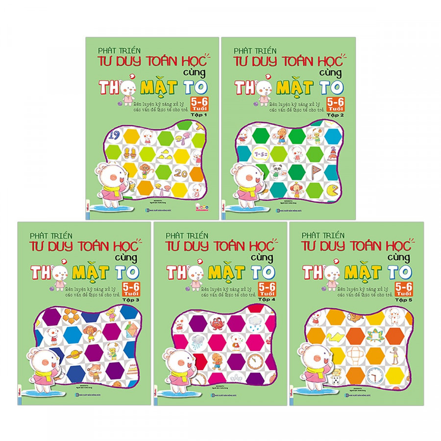 Combo Trọn Bộ 5 Cuốn Phát Triển Tư Duy Toán Học Cùng Thỏ Mặt tặng kèm bookmark