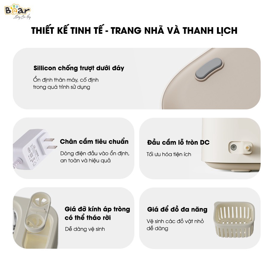 Máy Rung Sóng Âm Sothing Bear SB-MR038 Làm Sạch Đồ Trang Sức- Hàng Chính Hãng