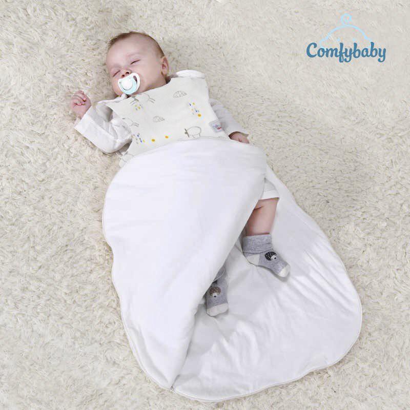 Túi ngủ organic cotton cho bé - túi ngủ trần bông nhiệt độ phòng 22-26 độ cho bé từ 3 tới 12 tháng Tinylove - tặng đồ chơi tắm 2 món