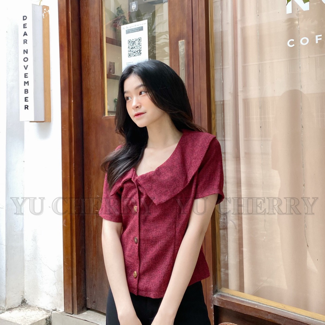 YU CHERRY | Áo nữ Tweed Pin Top YA392