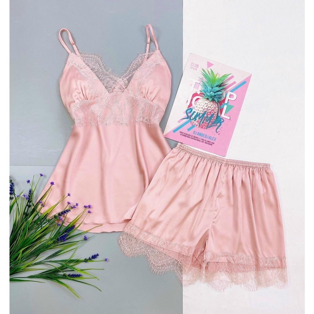 Đồ Ngủ 2 Dây Freesize Sexy Cao Cấp Lụa Mềm Mát Cổ V Phối Ren Cho Cô Nàng Quyến Rũ QC154150
