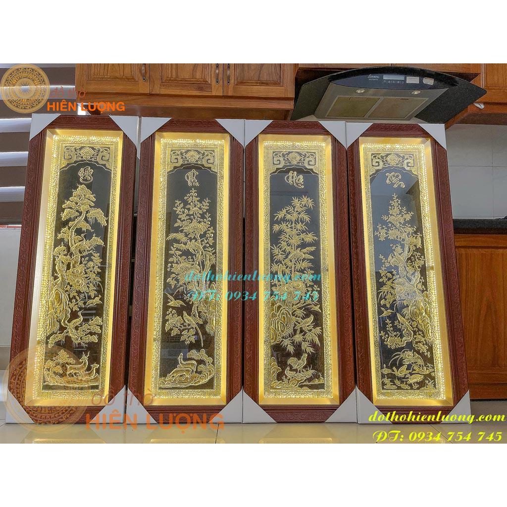 Bộ Tranh Tứ Quý Bằng Đồng Xuân-Hạ-Thu-Đông Liền Tấm