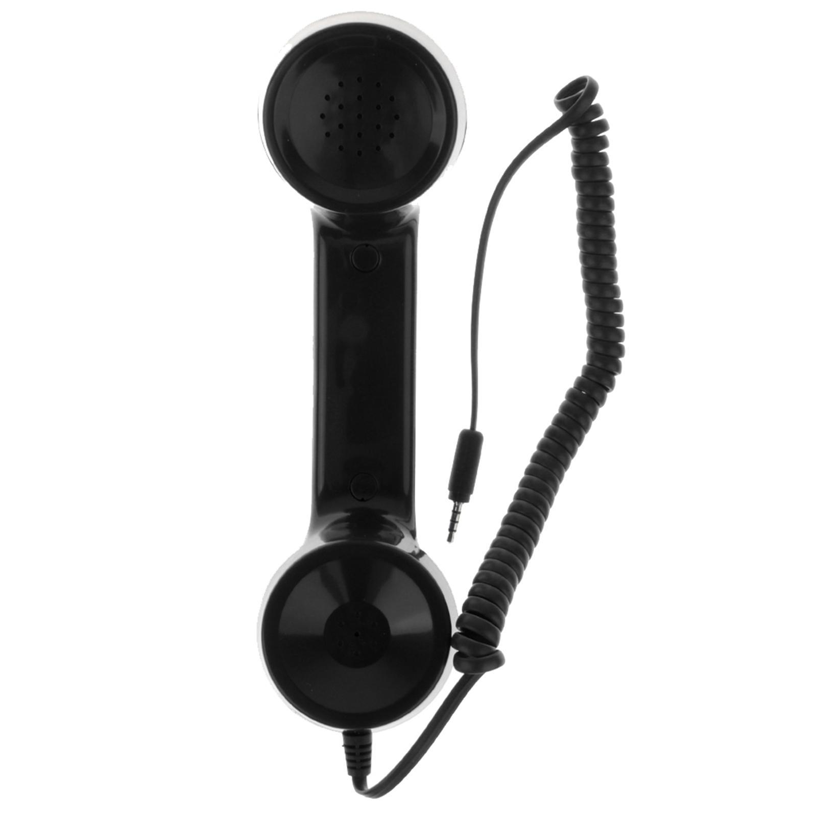 2X 3.5mm Mic Telephone Handset Phone Classic Receiver Black