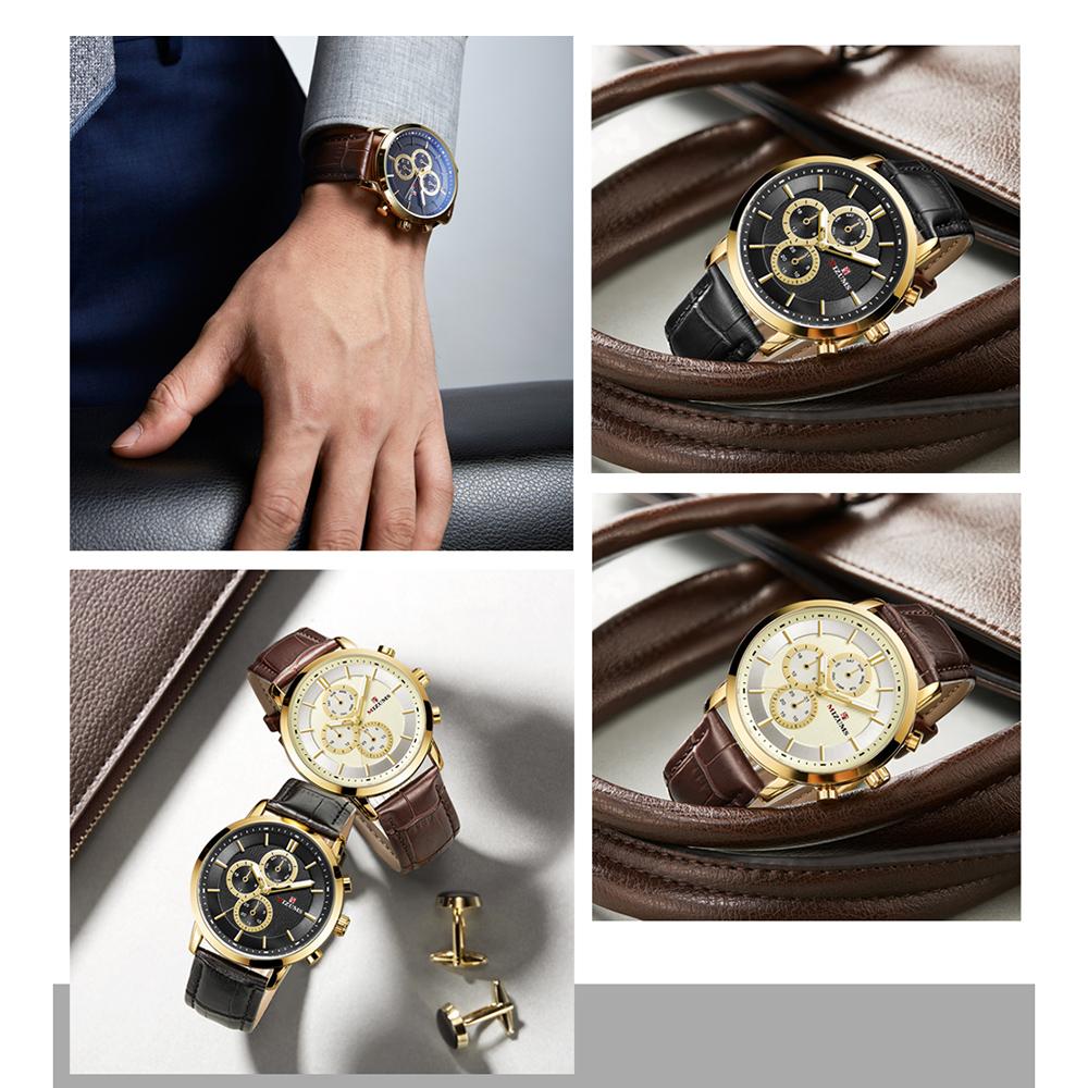 Đồng hồ đeo tay MIZUMS dây đeo bằng da,không thấm nước