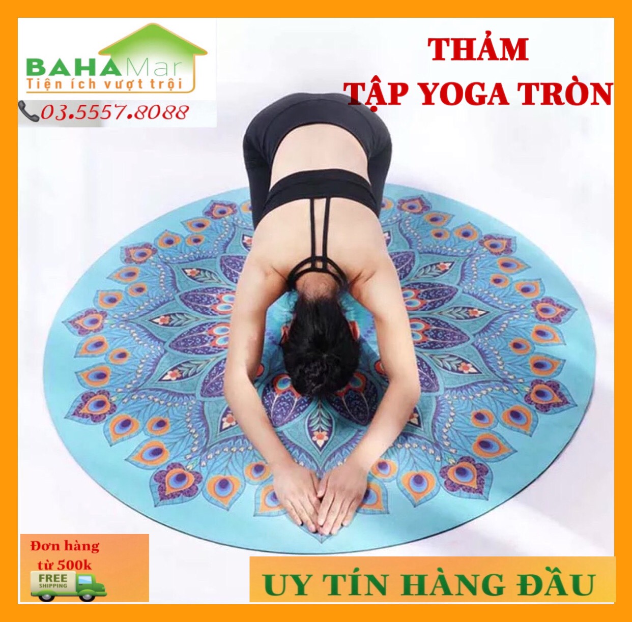 THẢM YOGA TRÒN TẠO NĂNG LƯỢNG &quot;BAHAMAR&quot; tích tụ năng lượng tốt truyền cho người tập rất êm và mịn màng