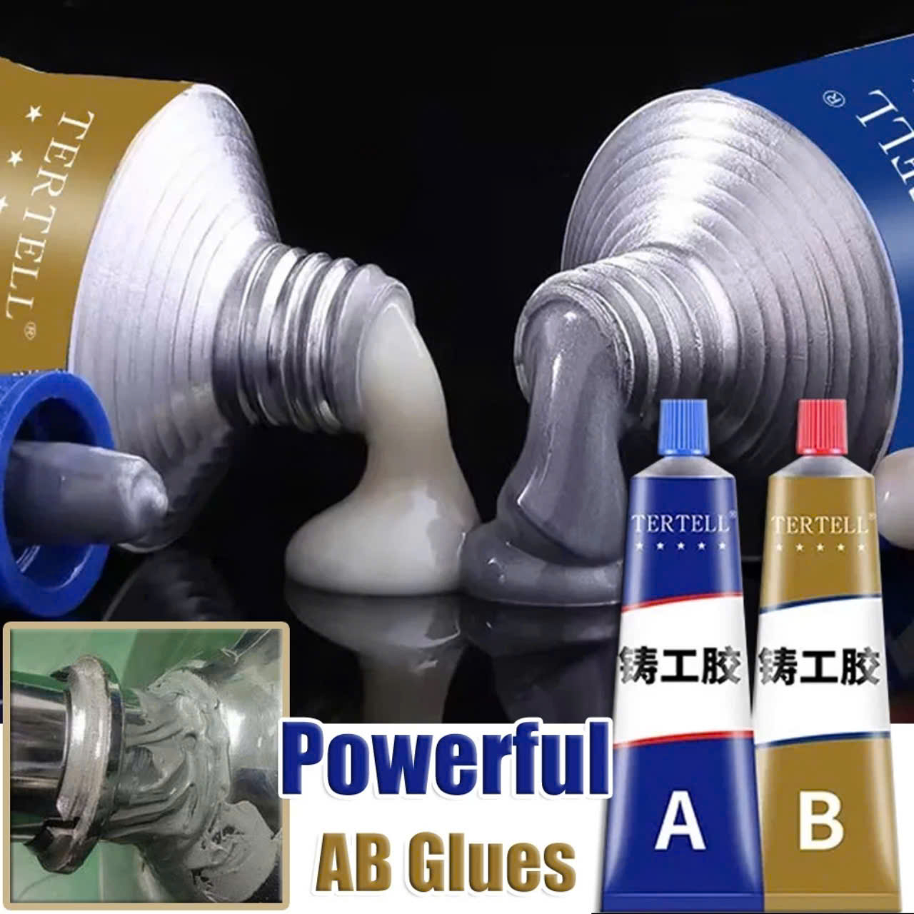 Keo dán sắt siêu dính AB tuýt lớn 100gram - keo vá vết nứt vết thủng kim loại và mọi chất liệu siêu chắc