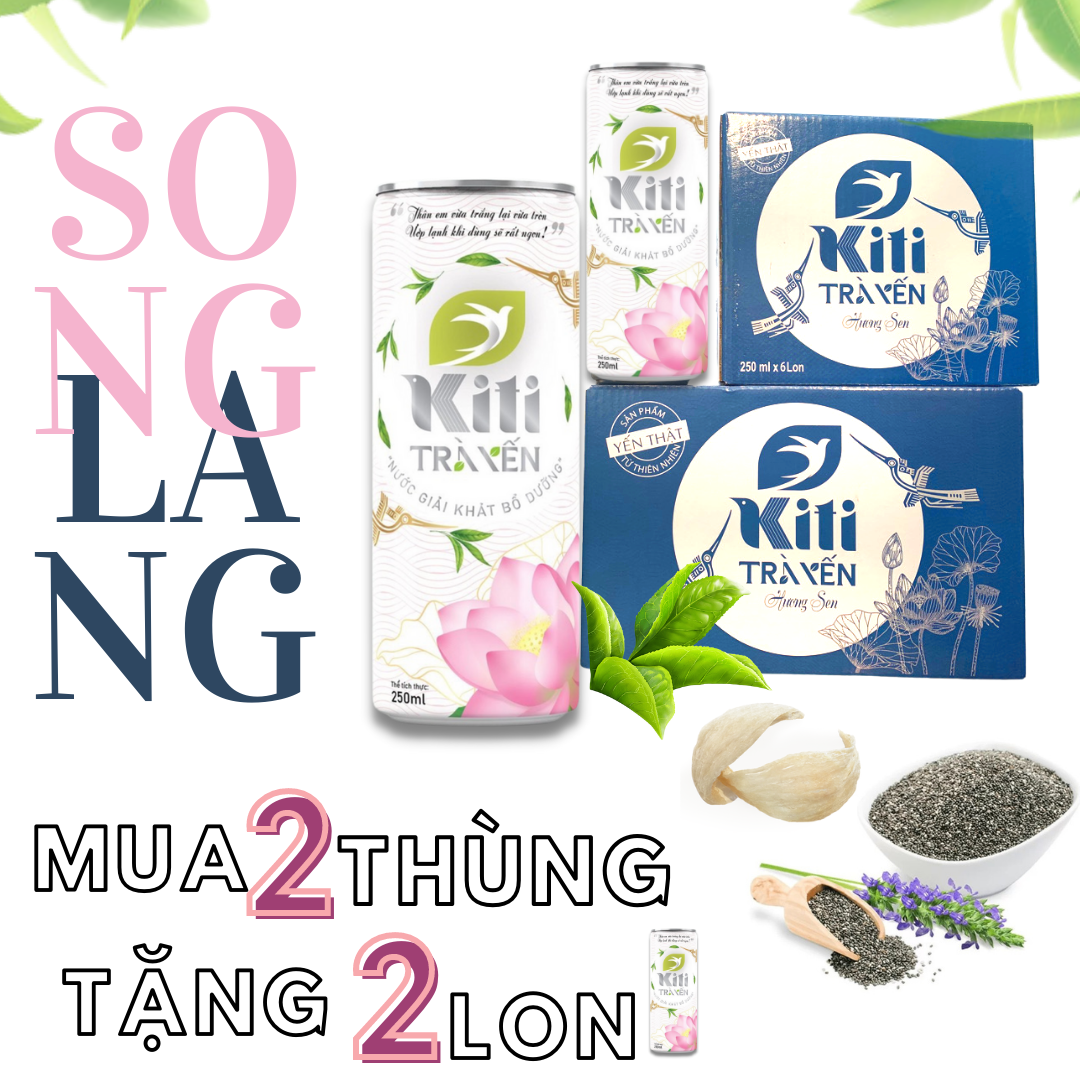 COMBO SONG LANG-Thùng 6+12 lon TRÀ YẾN HẠT CHIA KITI,Trà xanh kết hợp yến sào từ thiên nhiên vừa ngon vừa bổ giúp cải thiện sức khỏe