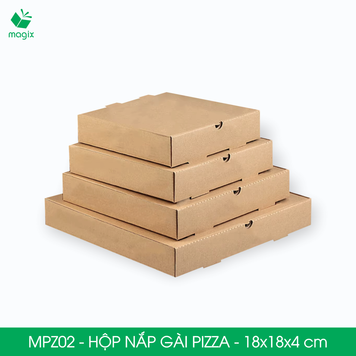 MPZ02 - 18x18x4 cm - 100 Hộp nắp gài pizza đa dụng - Hộp nắp gập, hộp carton gói hàng, hộp quà