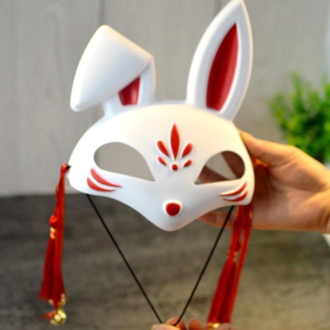 Mặt nạ thỏ vẽ - mèo vẽ siêu đẹp rẻ-Mặt nạ PVC hình thỏ vẽ tay hóa trang phong cách Nhật Bản