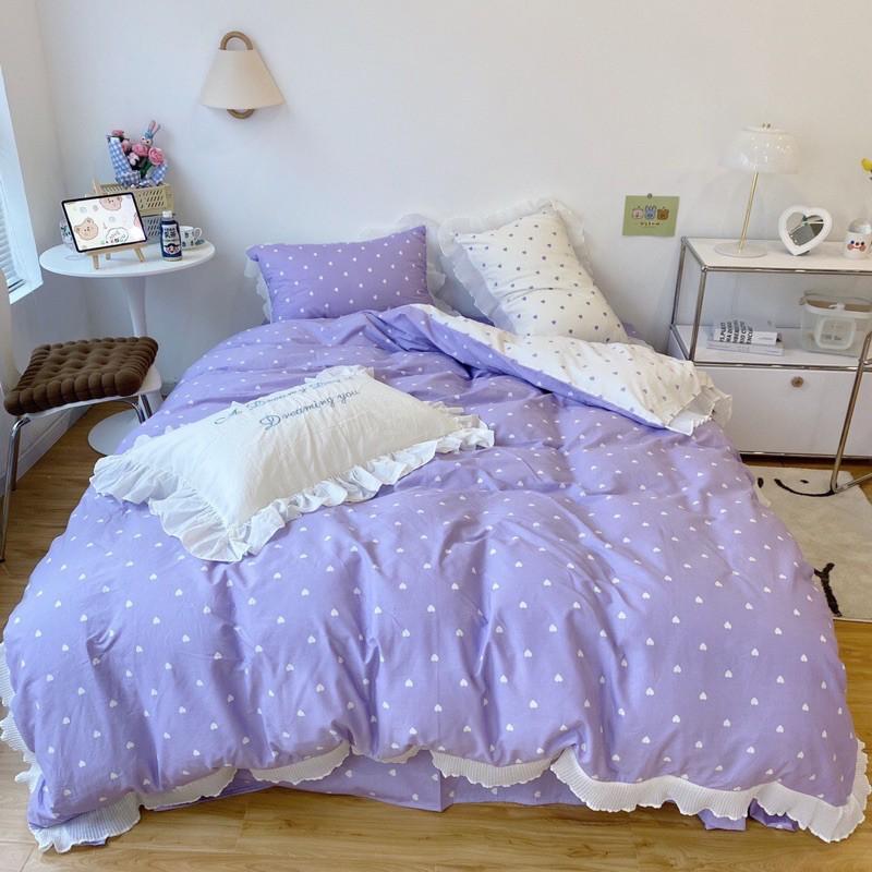 Set Cotton bèo 100%cotton Hàng Nhập Khẩu Cao Cấp 4 Món Tim Vàng Có Thể Sử Dụng Cả 2 Mặt Để Đổi Mới Không Gian Phòng
