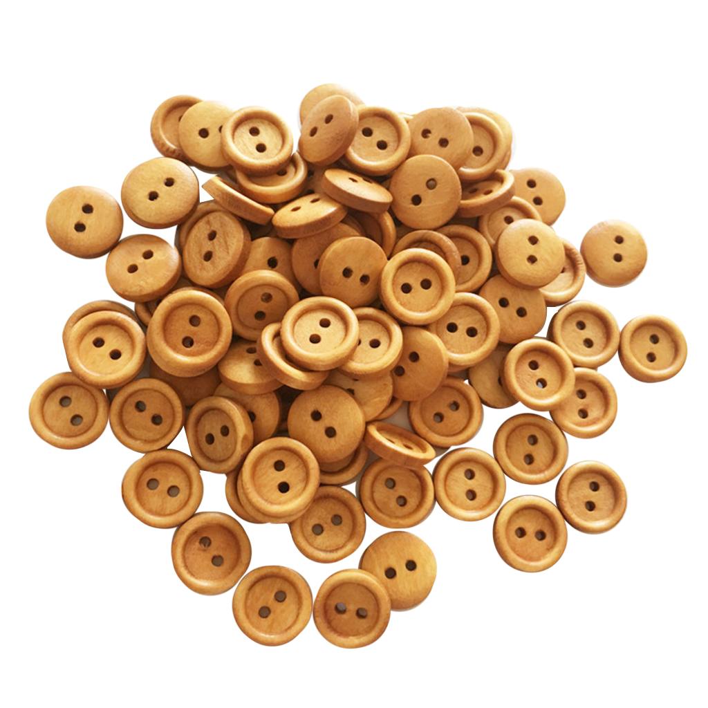 100 Cái Vintage 2 Lỗ Nút Gỗ để May Album
