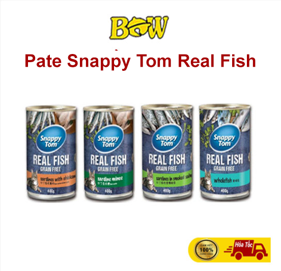 Pate Snappy Tom Real Fish - Pate Cho Mèo Mọi Lứa Tuổi Lon 400g