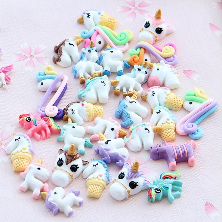 *HN* Túi 100 charm unicorn kỳ lân một sừng cho các bạn trang trí vỏ điện thoại, kẹp tóc, thiệp mời, DIY
