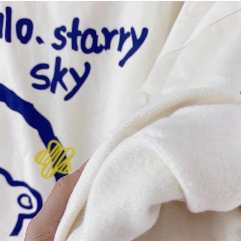 ÁO SWEATER Gấu Hello, Áo Nỉ Thụng Tay Phồng