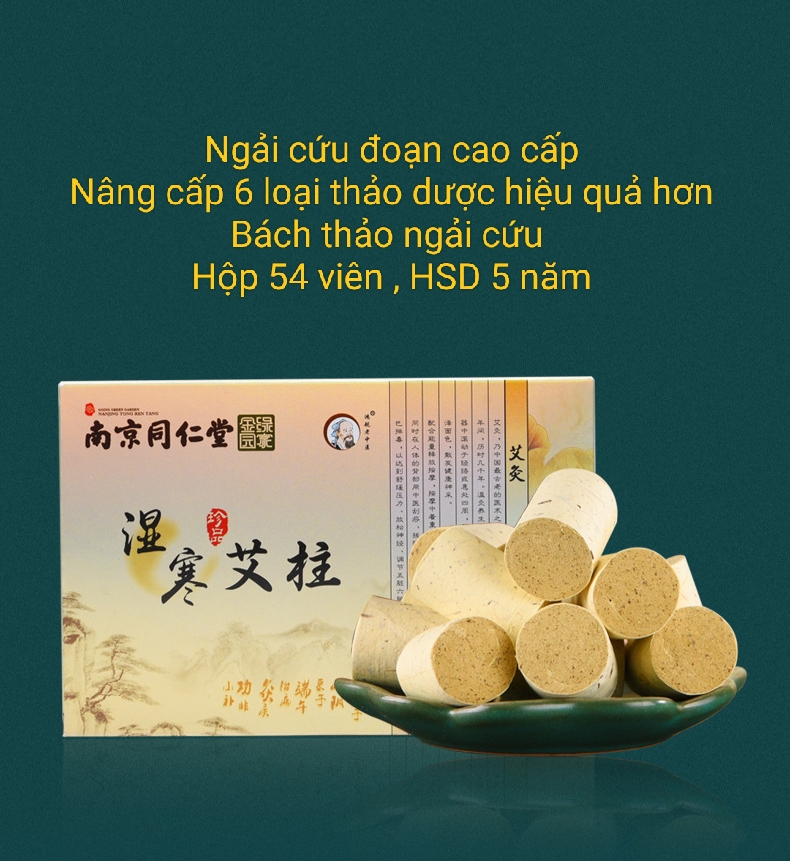 Hộp 54 viên ngải đoạn cao cấp 6 vị thảo dược.Nhang ngải đoạn cứu