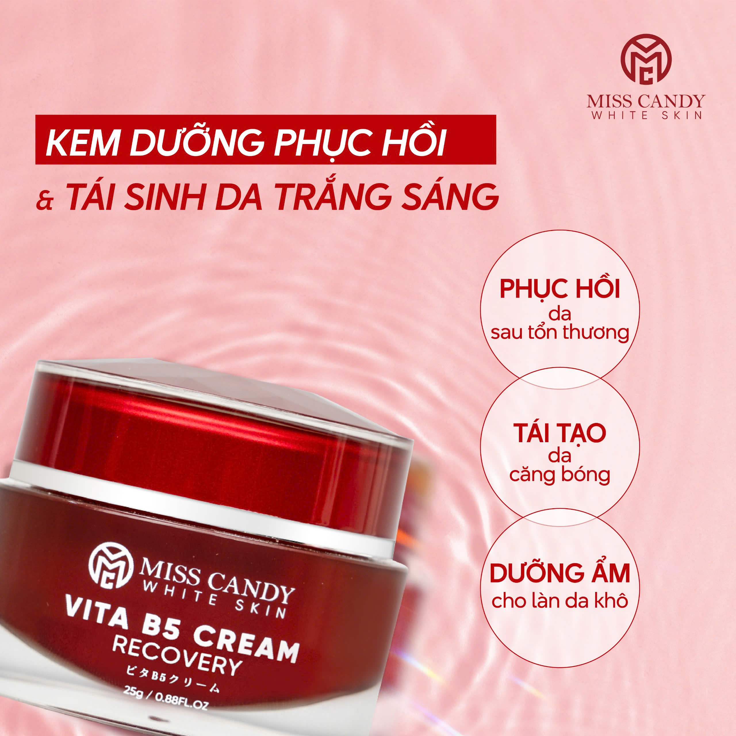 Kem Dưỡng Ẩm Phục Hồi Vita B5 Cream Miss Candy White Skin Hộp 25g