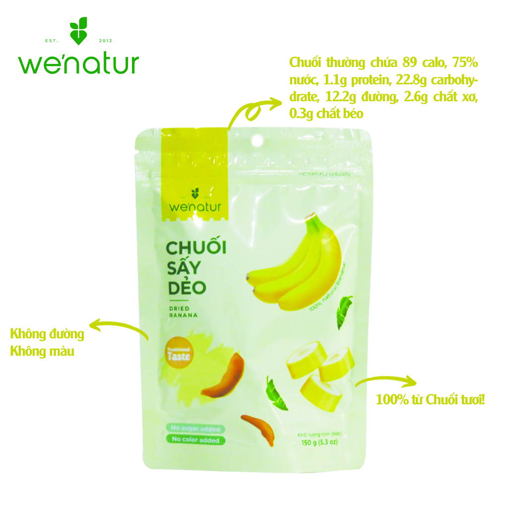 Chuối Sấy Dẻo Nguyên Trái Vị Ngọt Tự Nhiên We'natur 150g