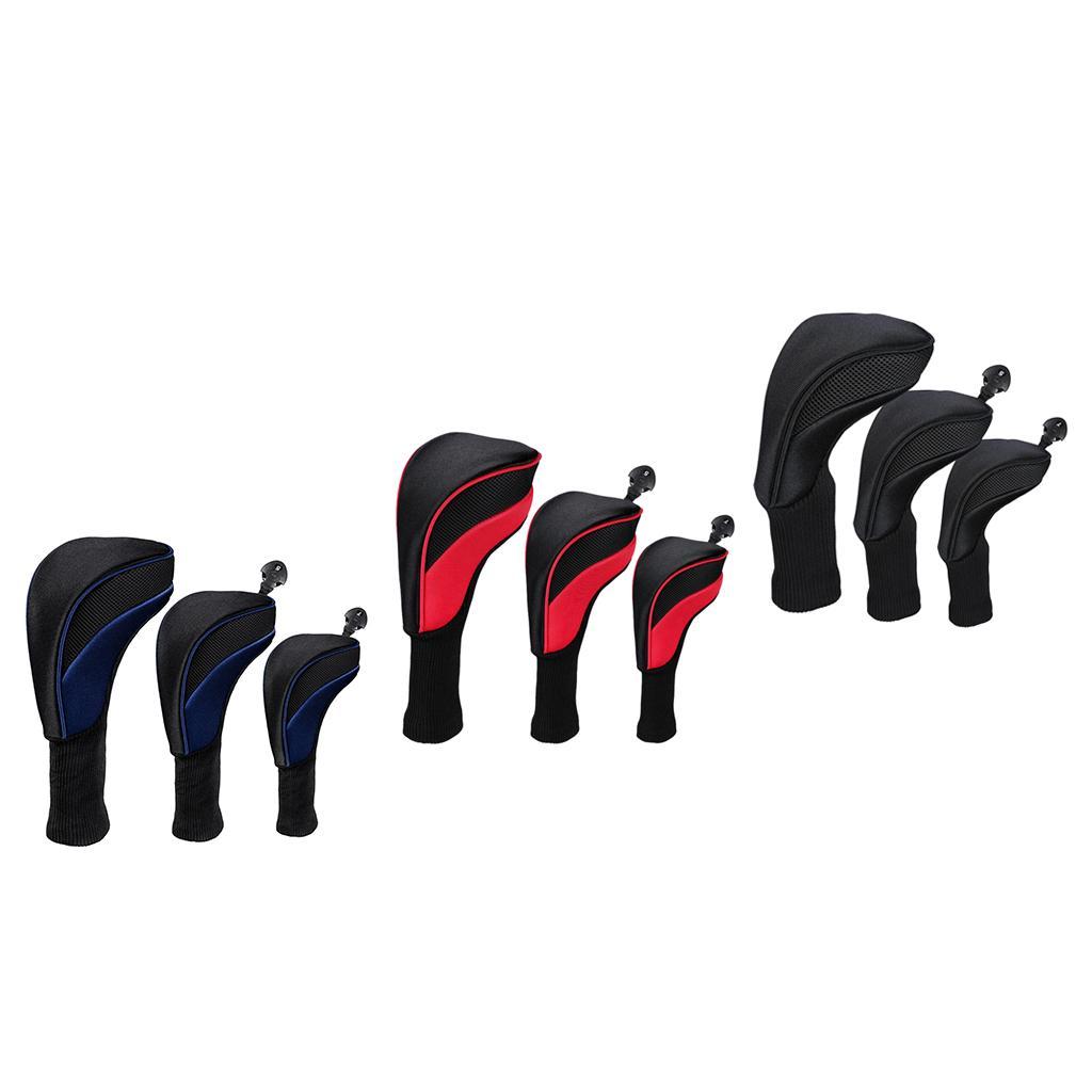 3pcs Golf Club Headcover 460cc Hybrid Driver Wood Head Cover No. 1 3 5