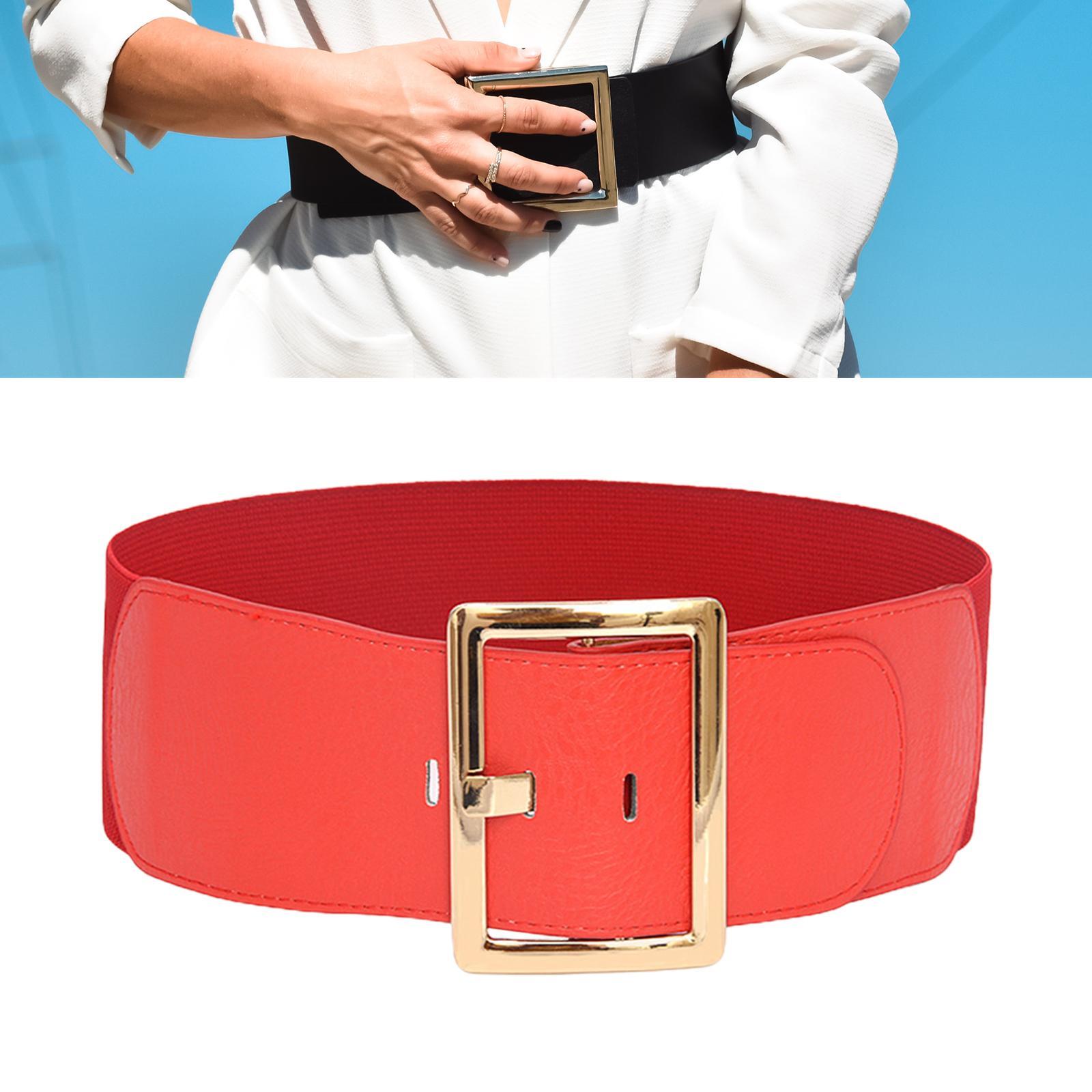 Women's Stretch Belt Metal Buckle Women Wide Waist Belt for Dress Coat Women
