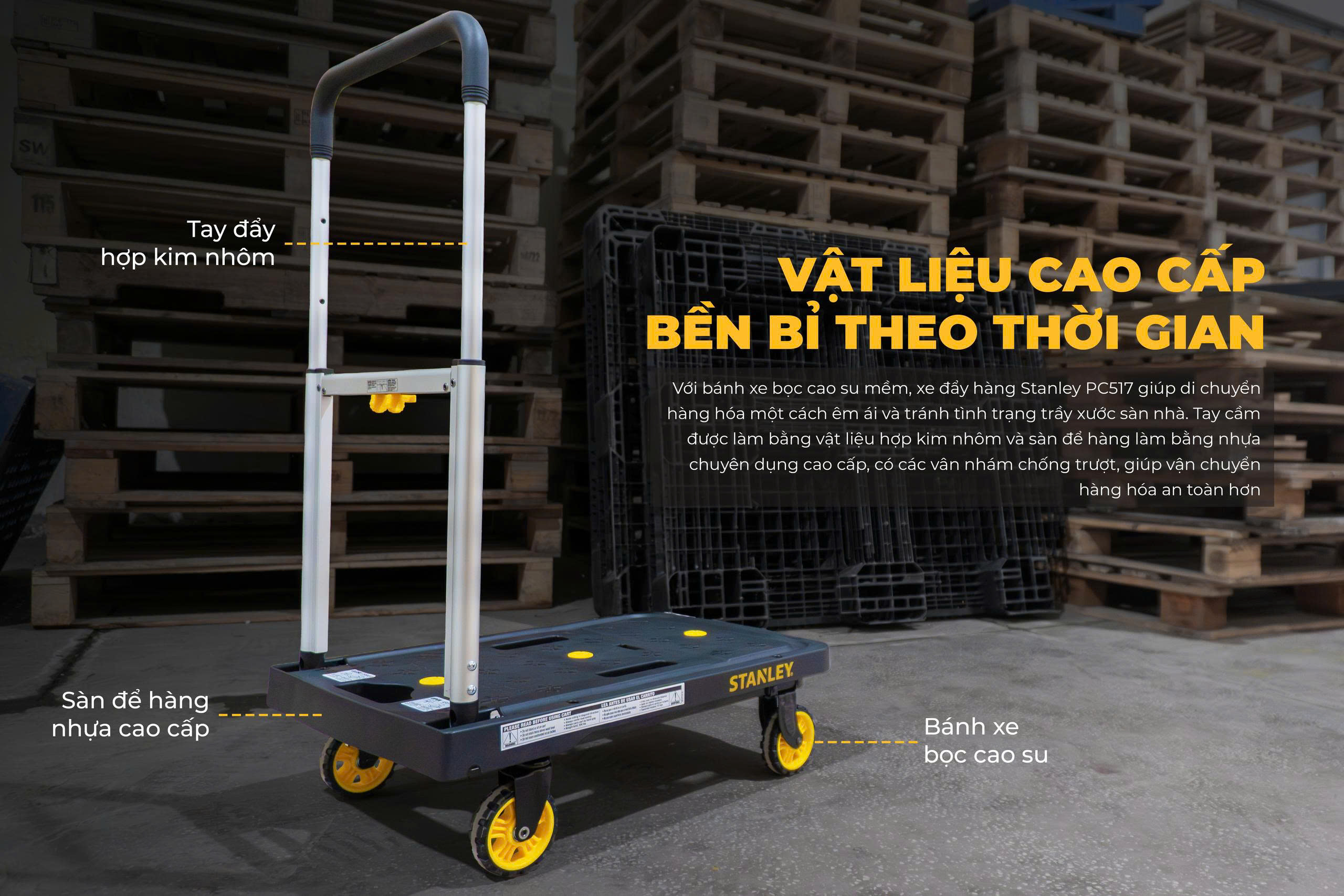 Xe Đẩy Tay 4 Bánh Cao Cấp (Có thể gấp gọn) STANLEY PC517