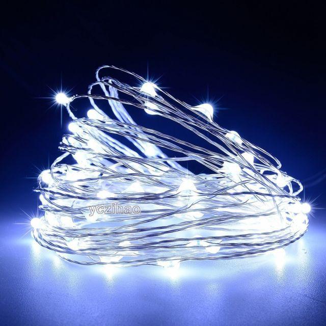 Đèn dây kẽm dùng pin 10m 100 led trắng