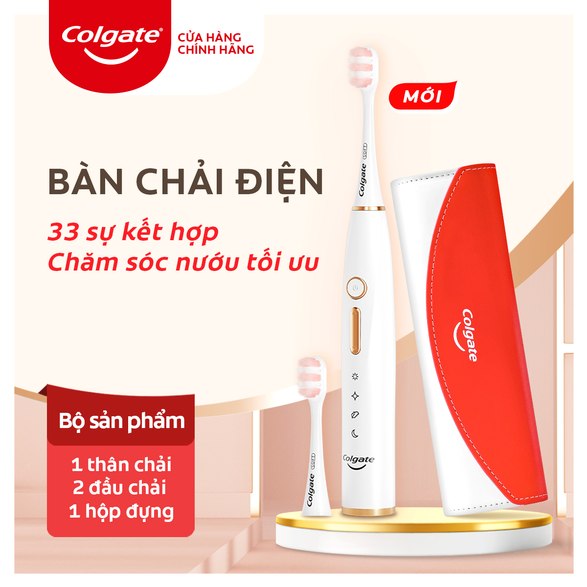 Bàn chải điện Colgate trắng sáng răng công nghệ sóng âm với 33 chế độ chăm sóc nướu