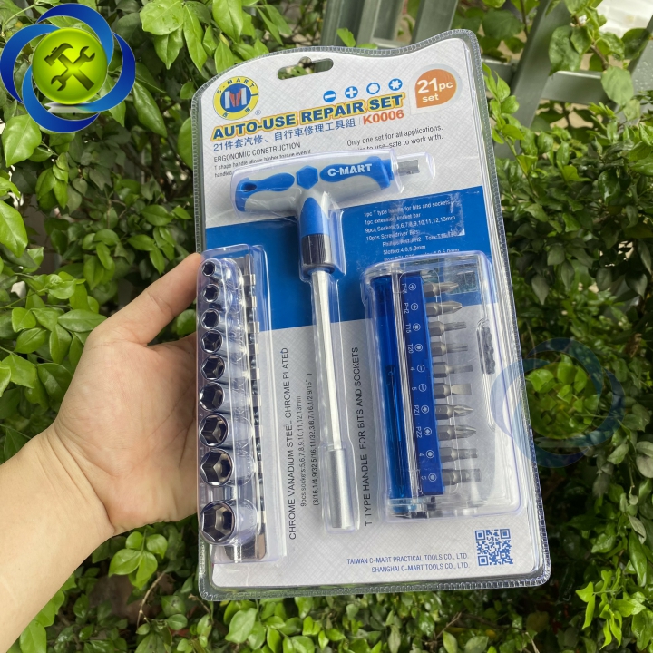 Bộ tuýp + vặn vít 1/4 C-mart K0006 21 chi tiết