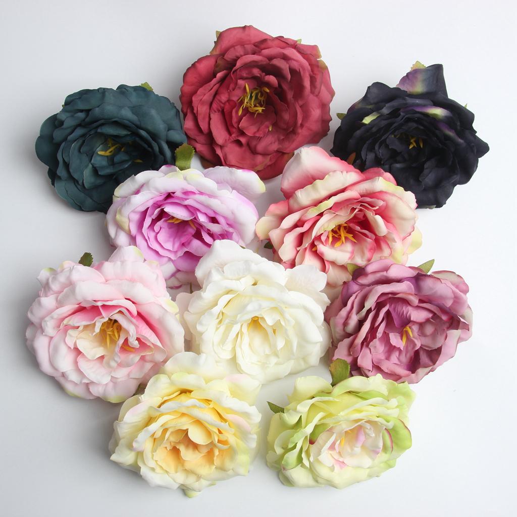 10 Pieces Artificial Peony Silk Flower Head DIY Accessories
