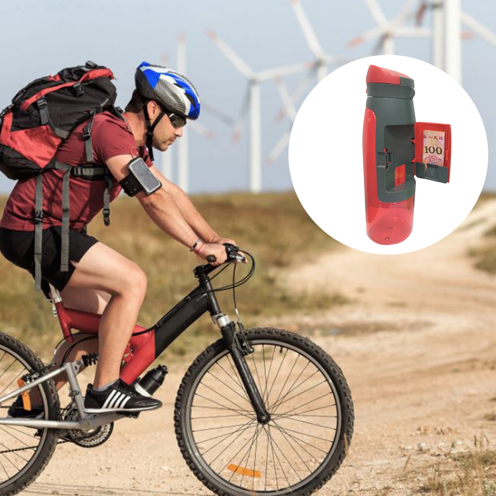 Bình nước thể thao 750ml có khay đựng thẻ MountCard