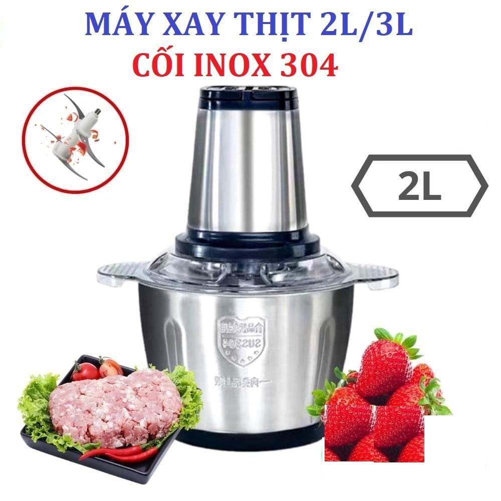 MÁY XAY THỊT BẰNG CỐI INOX 2 LÍT DAO 4 LƯỠI FOOD PROCESSOR