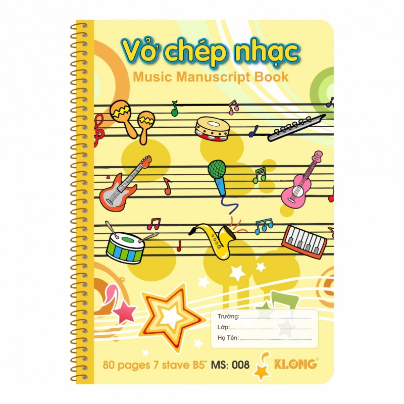 Vở chép nhạc lò xo - 80 trang; Ms 008