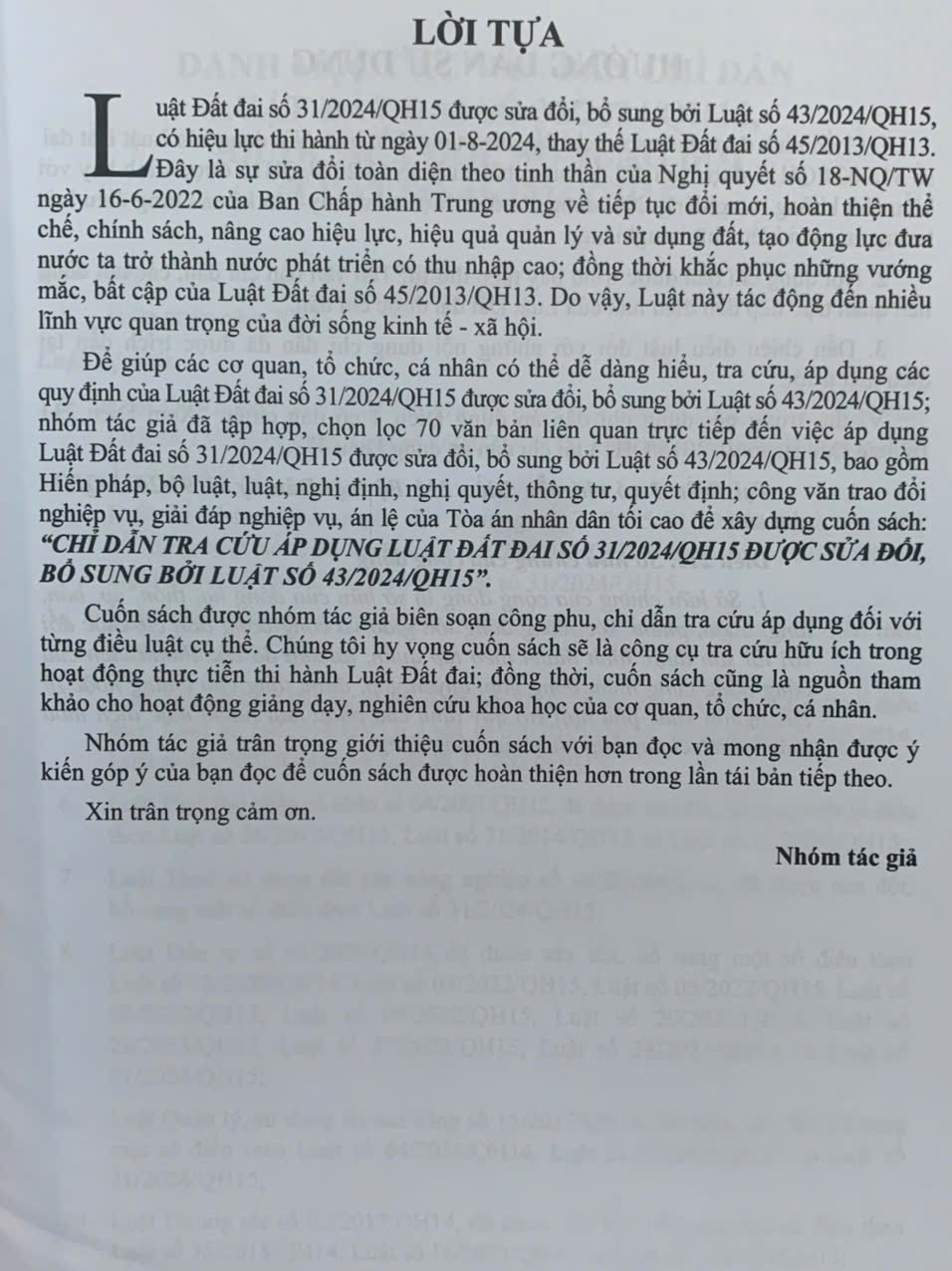 Chỉ dẫn tra cứu áp dụng Luật Đất Đai số 31/2024/QH15 được sửa đổi, bổ sung bởi luật số 43/2024/QH15