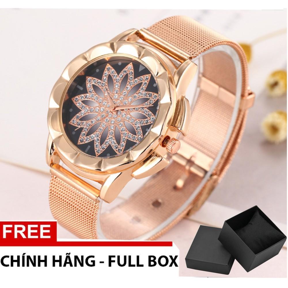 Đồng hồ nữ cánh hoa dây thép chống gỉ + full hộp XTHT 8