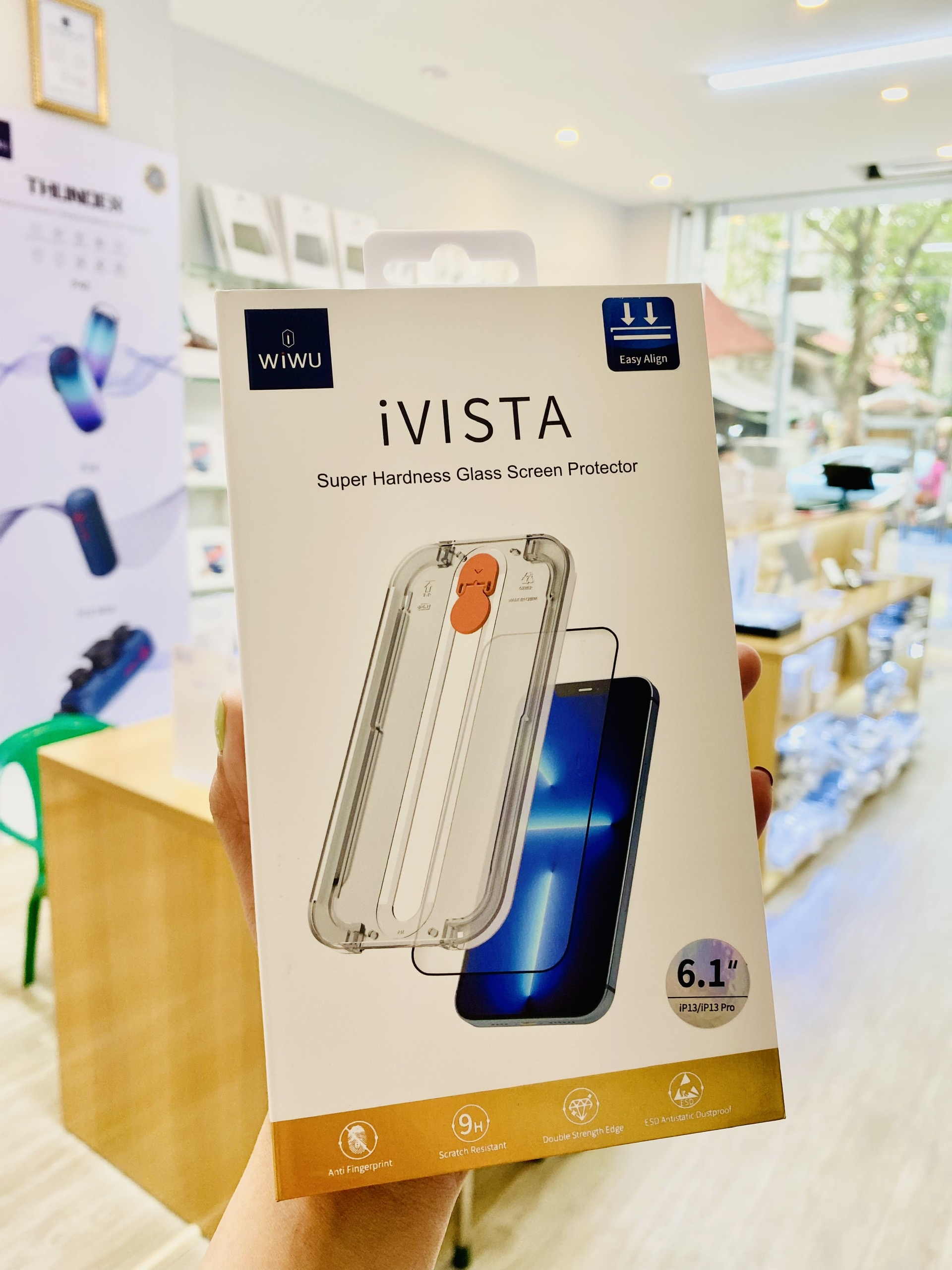 Kính cường lực WiWu IVISTA SUPER HARDNESS GLASS SCREEN PROTECTOR Kèm Khung Trợ Dán, Full Viền Đen - Hàng Chính Hãng