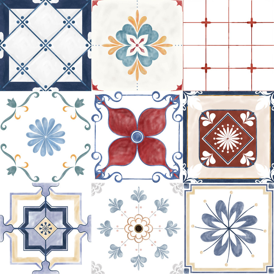 Decal gạch bông - set 32 ô 15x15 - KT 60x120cm - Ms: KT05-12